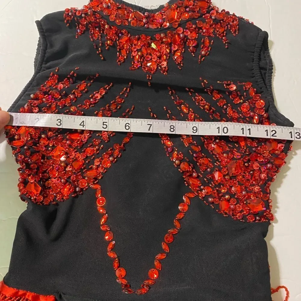 Rare Glamour competition solo dance costume red black jazz contemporary SA adult
